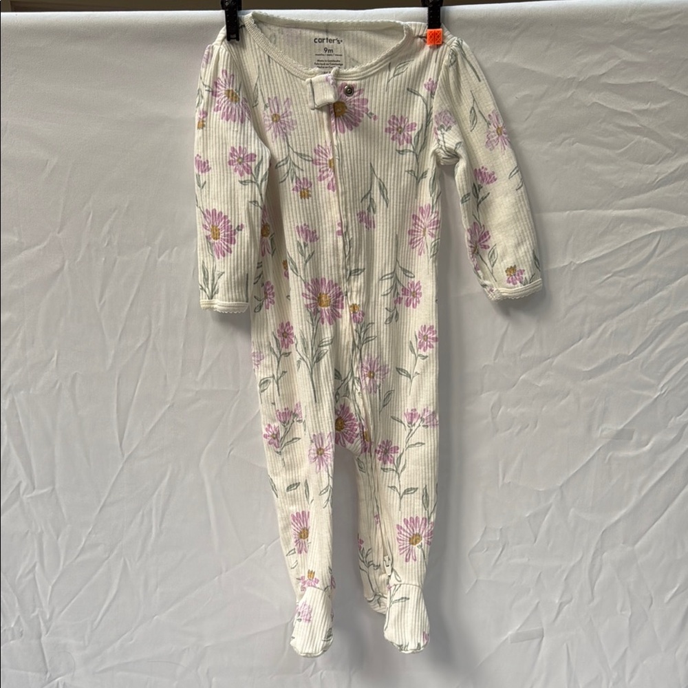 Carter's White and Pink Floral Footies